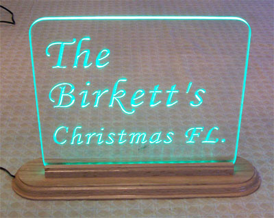 personal edge lit sign for a family