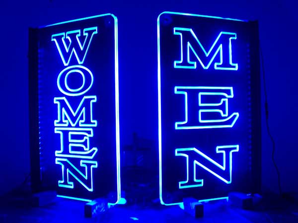 edge lit restroom signs