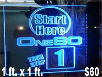 edge lit numbered signs and exit signs