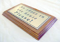 wood and engraved plastic combination signs