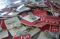 custom engraved sales tags in engraved laminated plastic