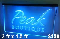 engraved edge lit sign for boutiques and stores.