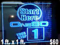 edge lit numbered signs and exit signs