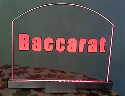 baccarat edge lit sign for a casino